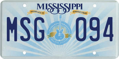 MS license plate MSG094