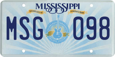 MS license plate MSG098