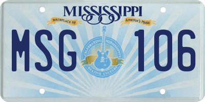 MS license plate MSG106