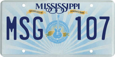 MS license plate MSG107