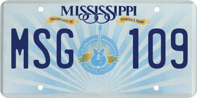 MS license plate MSG109