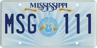 MS license plate MSG111