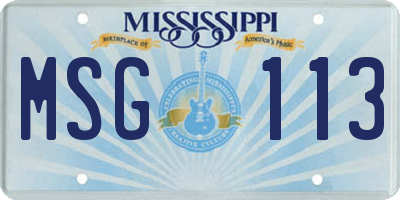 MS license plate MSG113