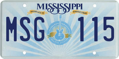 MS license plate MSG115