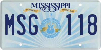 MS license plate MSG118