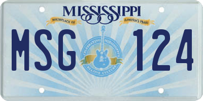 MS license plate MSG124