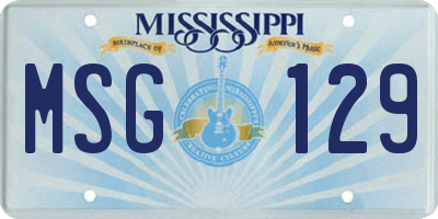 MS license plate MSG129