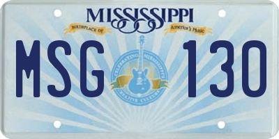 MS license plate MSG130