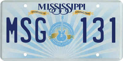 MS license plate MSG131
