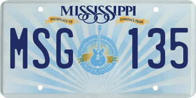 MS license plate MSG135