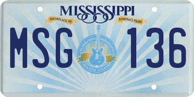 MS license plate MSG136