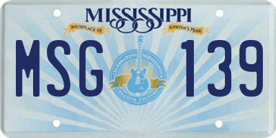 MS license plate MSG139