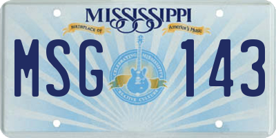 MS license plate MSG143