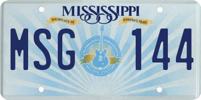 MS license plate MSG144