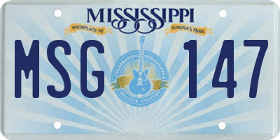 MS license plate MSG147