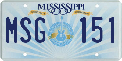 MS license plate MSG151
