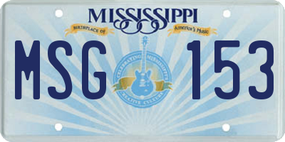 MS license plate MSG153