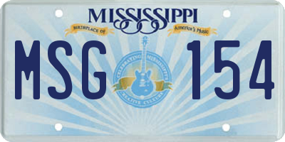 MS license plate MSG154