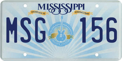 MS license plate MSG156