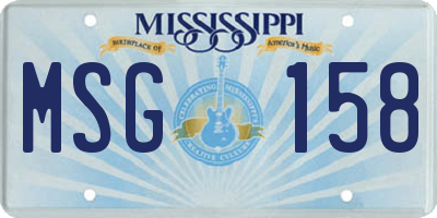MS license plate MSG158