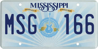 MS license plate MSG166