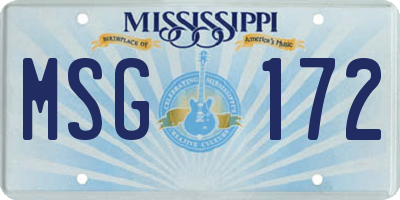 MS license plate MSG172