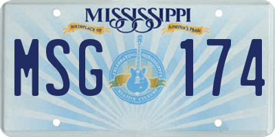 MS license plate MSG174