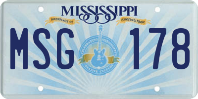 MS license plate MSG178