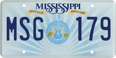 MS license plate MSG179
