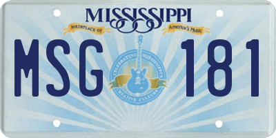 MS license plate MSG181