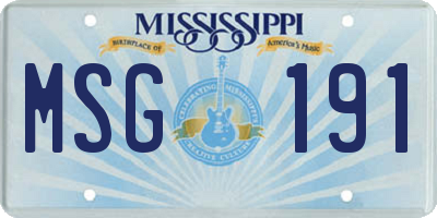 MS license plate MSG191