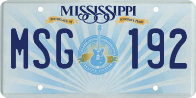 MS license plate MSG192