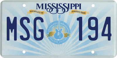 MS license plate MSG194