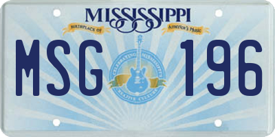 MS license plate MSG196