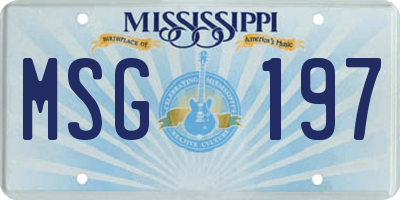 MS license plate MSG197