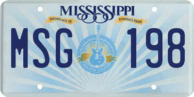 MS license plate MSG198