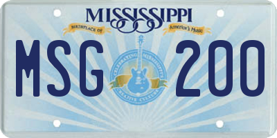 MS license plate MSG200