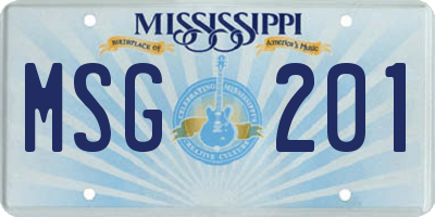 MS license plate MSG201