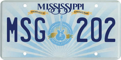 MS license plate MSG202