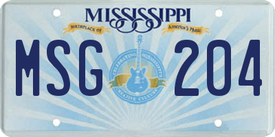 MS license plate MSG204