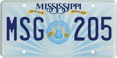 MS license plate MSG205