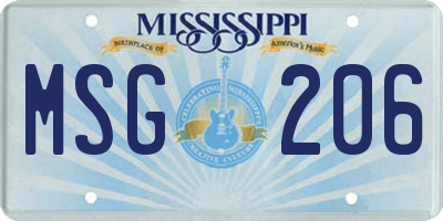 MS license plate MSG206