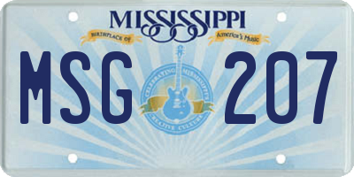 MS license plate MSG207