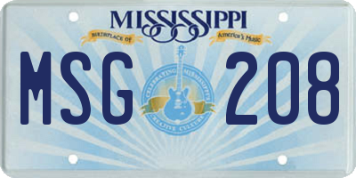 MS license plate MSG208