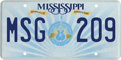 MS license plate MSG209
