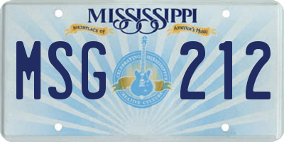 MS license plate MSG212