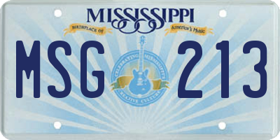 MS license plate MSG213