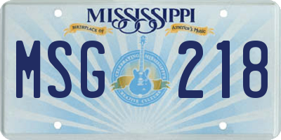 MS license plate MSG218