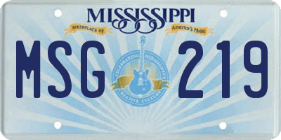 MS license plate MSG219