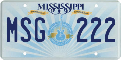 MS license plate MSG222